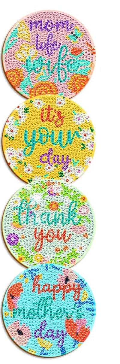 Handcrafted Jeweled 4 Pcs Coaster Set w/holder 4 pcs- Mother’s Day
